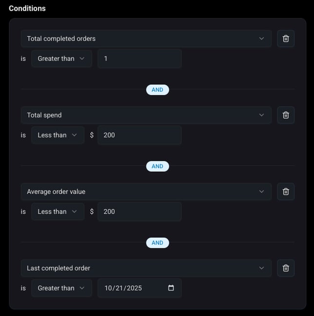 Audience Max Conditions