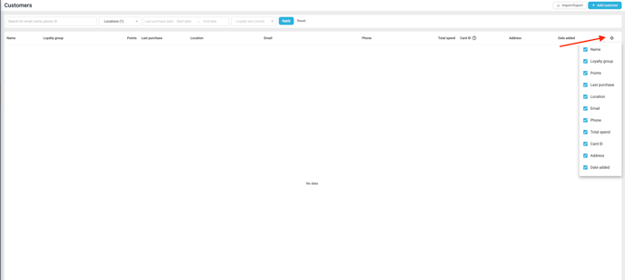 Customer List - Column Edit