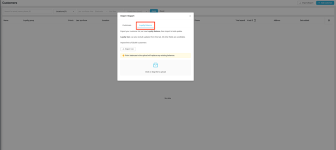 Customer List - Loyalty Balance Popup