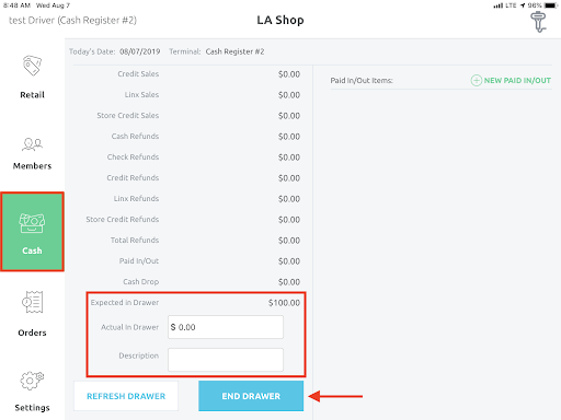 Open and Close Cash Drawers and Shift Changes 3