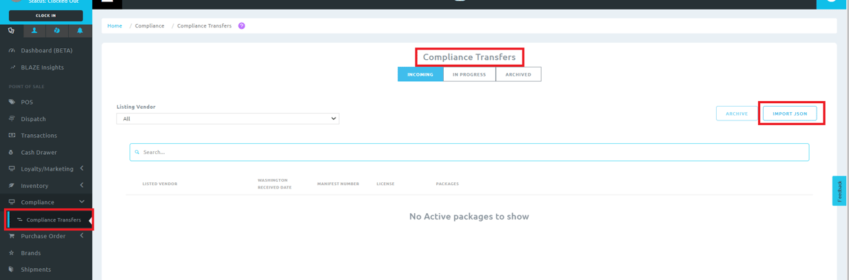 Retail | Receiving Compliance Transfers JSON file for Washington (WA)