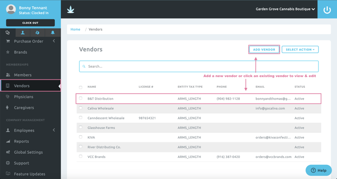 add new or choose existing vendor