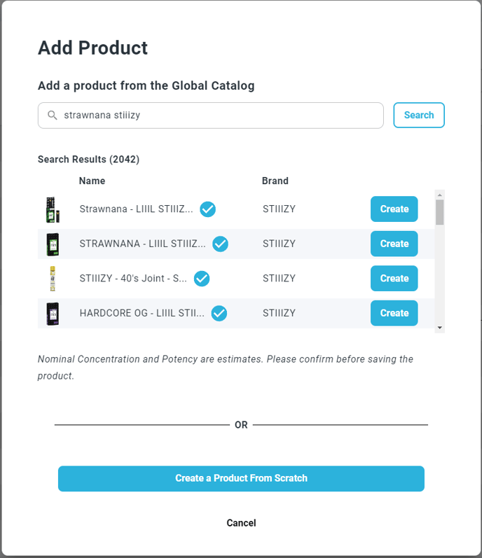 add product global catalog - search for product