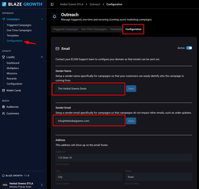 email growth configure