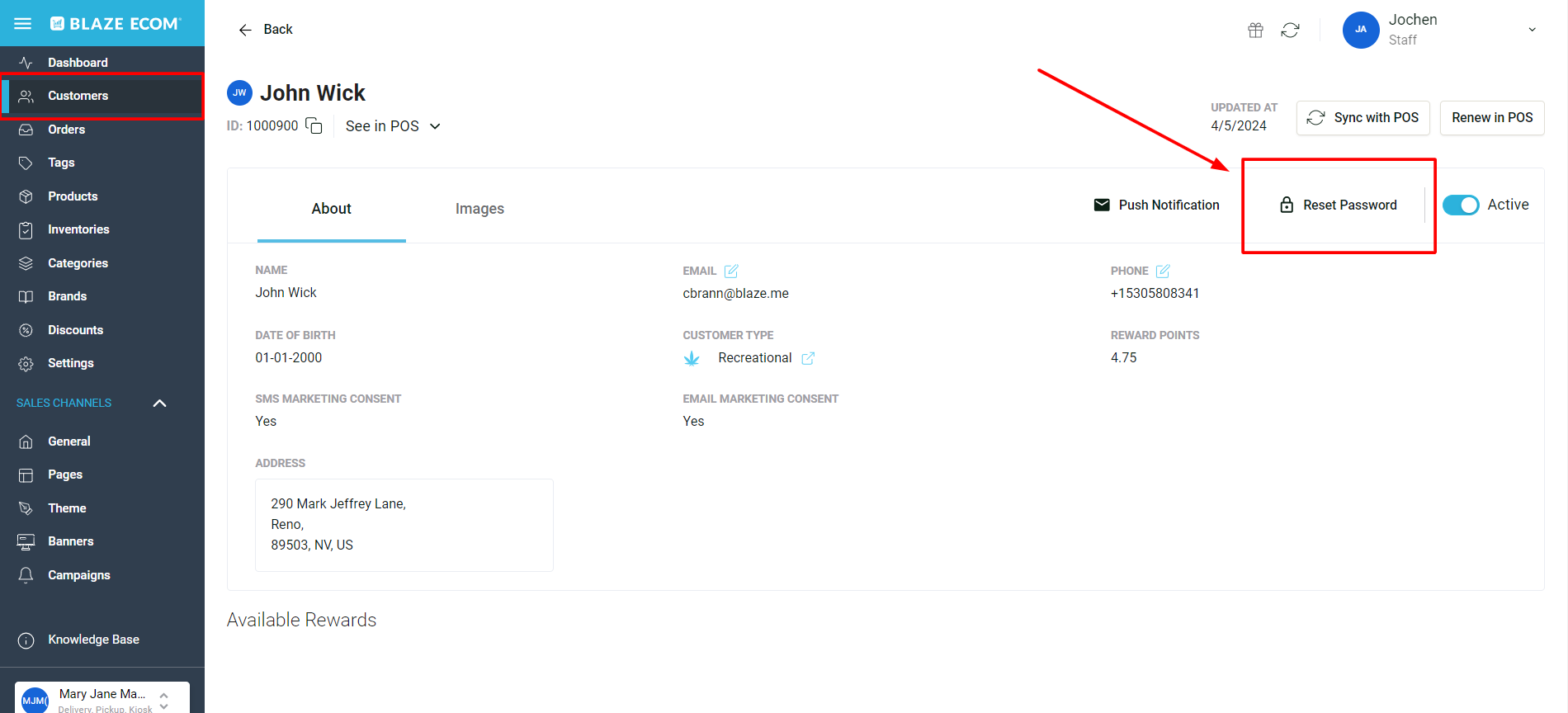 How to reset a customer Login password in Mission Control