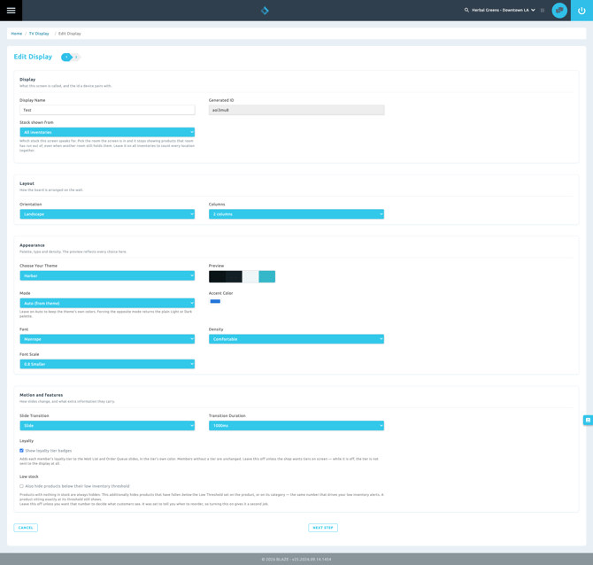 Customizing the TV Display menu with Display, Layout, Appearance, and Motion & Features settings